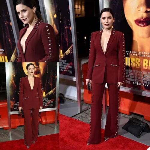 Women Tuxedos Spring Red Carpet Burgundy Leisure Mother of the Bride Pants Suit Slim Fit Formal Evening Party Prom Wear 2 pieces