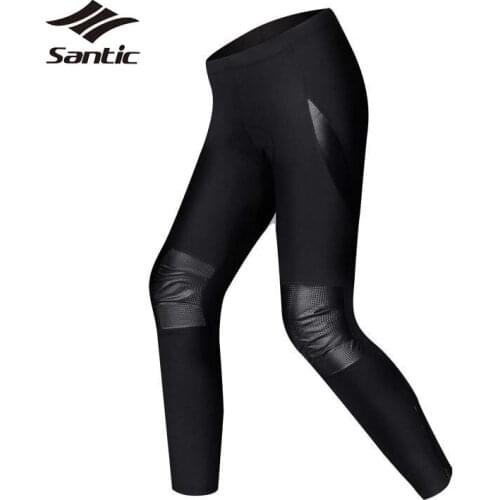 Santic Winter Cycling Pants Men Fleece Warm Road Bike Pants Autumn Long Padded Tights PU Windproof Bicycle Trousers Ciclismo