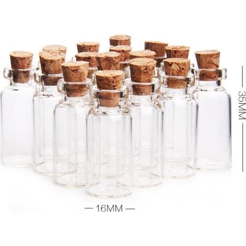 100pcs 2ml Mini Glass Bottles Delicate Cork Stoppers Wish Bottles DIY Miniature Bottles Favor Cute Small Glass Jars L12C