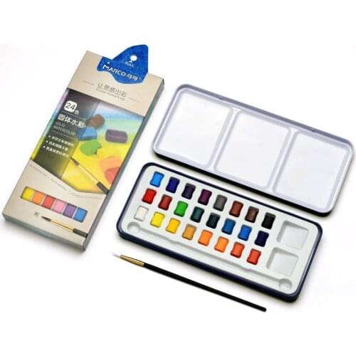 12/24 Colors Solid Watercolor Paints Set With Paint Brush Watercolor Pigment Set for Painting Art Supplies water color