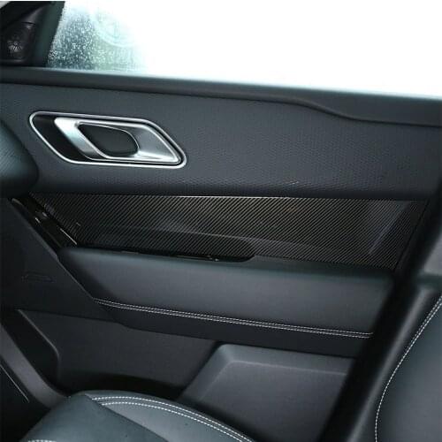 Carbon fiber style ABS Plastic For Land Rover Range Rover VELAR 2017 2018 Car Interior Door Handle Panel Cover Trim 4pcs