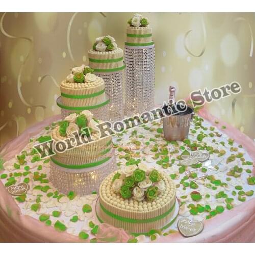4pcs/set Acrylic Wedding Banquet Cake display Party cake holders circle clear cake stand crystal centerpiece