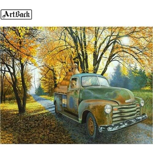 5d diy diamond painting truck autumn landscape full square drill diamond embroidery German shepherd crafts diamond mosaic