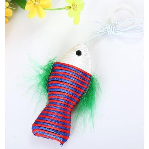 70% Dropshipping!!Nylon Braided Stripe Pattern Fish Model Kitten Toy Cat Accessory Pet Supply