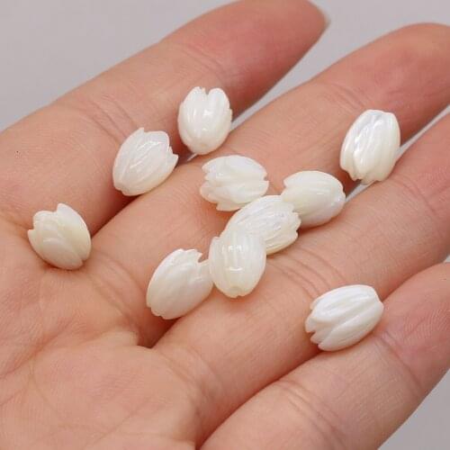 Hot Sale 5pc 8x10mm Flower Natural Shell Beads Fashion Carved Mother of Pearl Shell Loose Beads for Jewelry Making DIY Bracelet