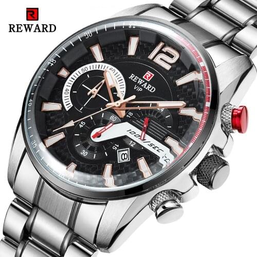REWARD Top Brand Watch Men Fashion Sports Quartz Clock Stainless Steel Business Waterproof Mens Watches 2021Relogio Masculino