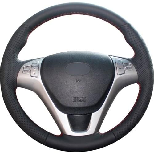 Black Natural Leather Car Steering Wheel Cover for Hyundai Rohens Coupe 2009 Rohens Coupe