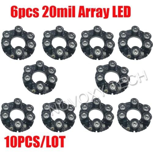 DIY10PCS/Lot 6pcs 20mil Array LED IR 20-50 Meters PCB Board Size 90 Infrared 850nm for 90 CCTV Array IR Bullet Camera Casing