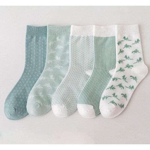 Long Socks Breathable Mid Tube Socks for Women Autumn Winter Japanese Style Keep Warm Avocado Color Fashion Socks Nice Gifts