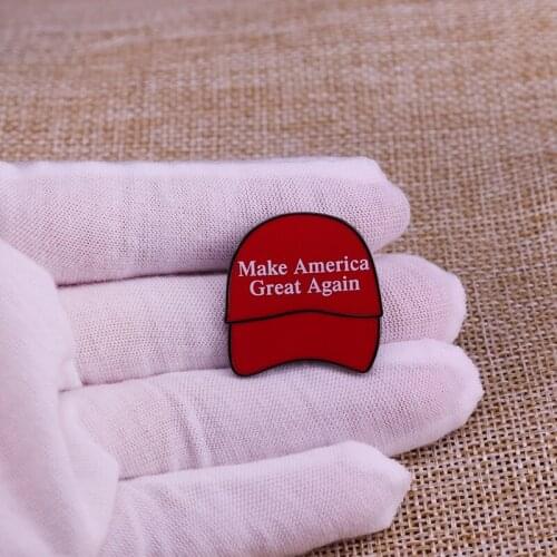 Donald Trump President Make Amercia Great Again enamel Pin red hat brooch
