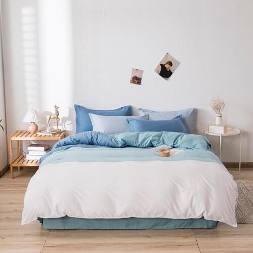 European Bedding Set Blue White Stripe Quilt Cover Bed Linen Pillowcase Grid Black Geometric Dot Adult Bedclothes Home Textile