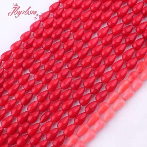 5x8mm Smooth Drop Coral Beads Natural Stone Beads For DIY Necklace Bracelets Earrings Pandant Jewelry Making 15" Free Shipping