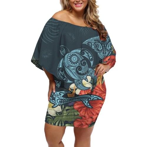 HYCOOL Club Party Dresses Polynesian Tribal Fashion Outfits Hawaii Flower Straps Hot Sexy Club Summer Midi Dress for Women