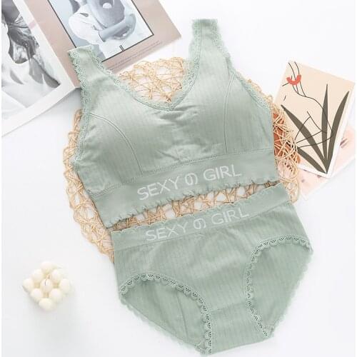 Lace Underwear Sets Sexy Sports Lingerie Suit Seamless Women Tube Top Padded Bra Sleevless Set Female Briefs