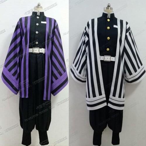Anime Demon Slayer Cosplay Costume Kimetsu no Yaiba Iguro Obanai Kimono Purple / White Women Men Halloween Costumes Custom Made