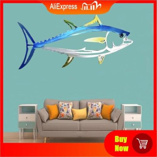 Creative Simulation Metal Shark Tuna Pendant Wall Decor Metal Fish Sculpture Wall Art Hanging Ornament for Living Room