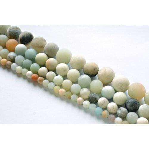 Natural Matte Amazonite Round Stone Beads Agates 4-12mm Wholesale Loose Beads for Jewelry Making Accessories DIY Free Shipping
