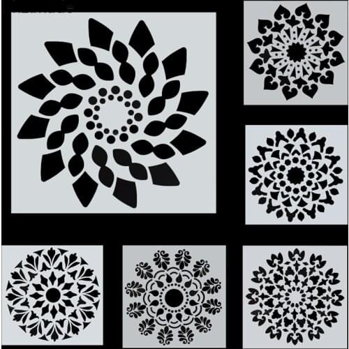 Lychee Life 6Pcs 20cm Flower Layering Stencils Diy Scrapbooking Stamp Album Embossing Paper Card Template For Walls Painting