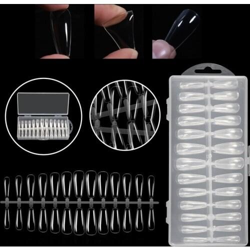 CHNRMJL 240Tips/Box No Trace Frosted Clear Nail False Tips Fake Full Cover French Acrylic Fake Nails Art Salon Manicure Tools