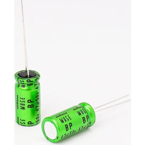 6 Pieces Nichicon MUSE BP 47UF 50V 10x20mm 50V 47UF Copper Feet Audio Non Polar Coupling Filter Capacitor