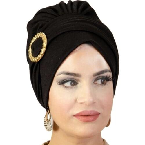 2021 New Season Turkey Stylish Wrapped Buckle Women Islamic Muslim Hijab Flowy Ready Made Practical Shawl Islamic Inner Cover Hijab Dress Black Luxury Fashion Elegant Elegant Design Trend Products For Lady