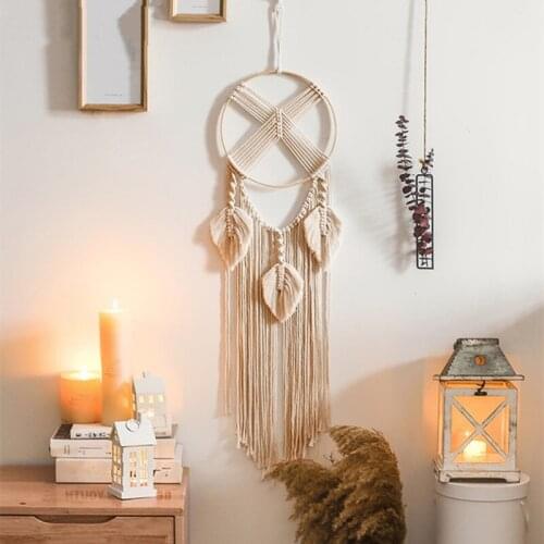 New Style Leaves Shape Wall Hanging Home Decor Tassel Handmade Woven White Pendant Gift Bedroom Living Room Sofa Ornament
