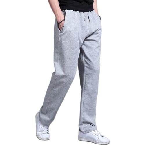 Straight Pants Men Sweatpants Plus Size Joggers Men Pants Tracksuit Elastic Waist Sport Casual Trousers Fitness Clothing Black