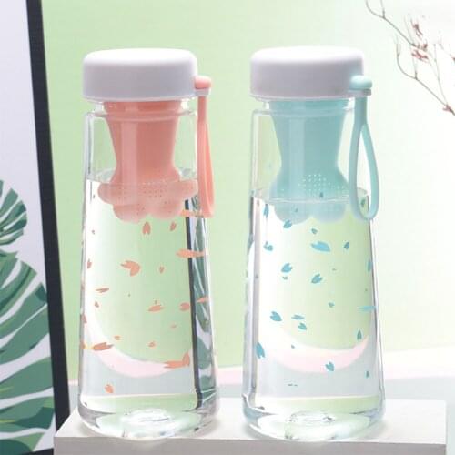 550ML Sport Water Bottle Creative Cute Cat Claws With Tea Filter Plastic Cup Kawaii Cherry Blossoms Portable Leakproof Water Mug