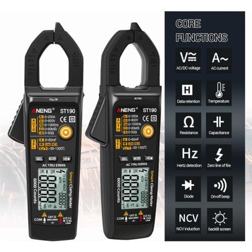 ANENG ST190 Clamp Meter 6000 Counts True RMS Digital Professional Multimeter AC Current Clamp Tester Meters Voltmeter Auto Range