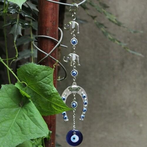 Turkish Blue Evil Eye Rhinestone Elephant Wall Hanging Pendants Amulets Lucky Charms Blessing Protection Home Decor