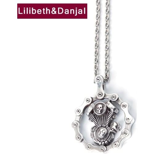 Creative Mechanical Skull Real 925 Sterling Silver Necklace Pendant Vintage Fashion Fine Jewelry Accessories Women Men 2021 P32