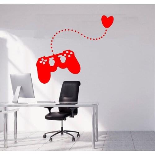 Game Controller Heart Vinyl Wall Sticker Teen Room Home Decoration Accessories For Living Room Bedroom Decor Accessories C265