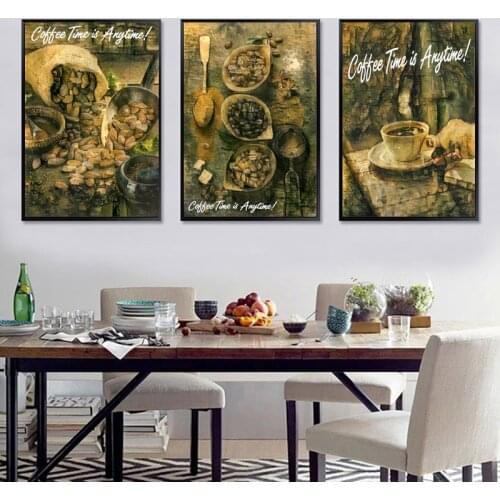 Coffee Vintage Canvas Posters and Prints Home Kitchen Wall Art Pictures Boho Decoration Painting Coffee Gift Cafe Wall Decor