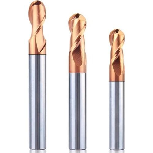 Tungsten Steel 55 Degree 2 Flute Ball End Milling Cutter Round Head Spherical Straight Shank Alloy 4 Flute CNC Ball Cutter