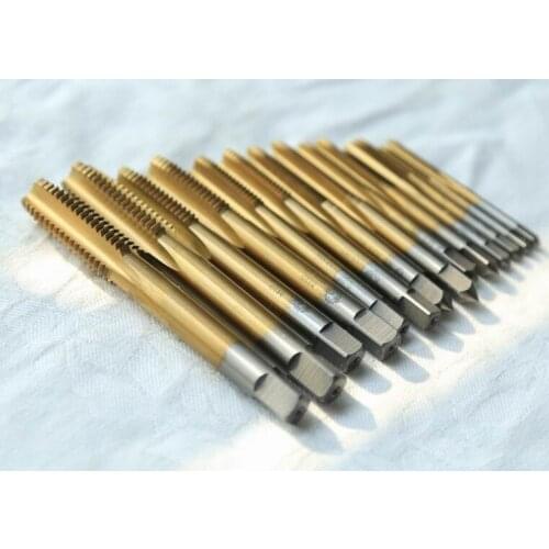 High quality HSS6542 Full CNC grinded 10PCS Machine straight Taps Screw Taps HSS TIN coating M3 M4 M5 M6 M8 M10 M12 M14 M16 M18