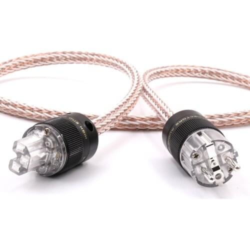 High Quality 6N OCC Hifi 12TC Audiophile European AC Power Cord power cable Hi-End Schuko EUR Silver plated Power Plug