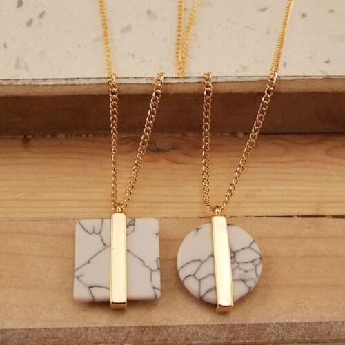 The new fashion trend in contracted jewelry wholesale personality geometry and stone stone women necklace chain of clavicle