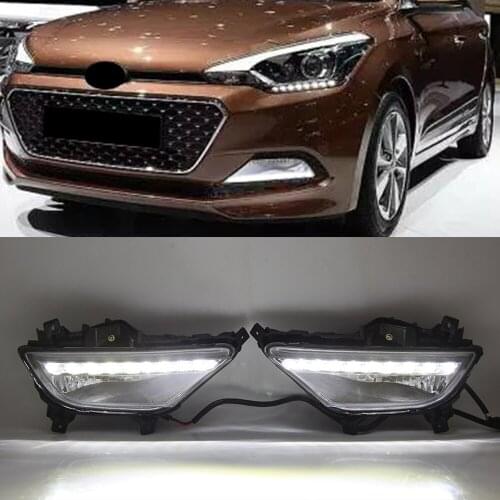 1Pair Car LED Daytime Running Light DRL Waterproof 12V Fog Lamp cover For Hyundai I20 2015 2016 2017