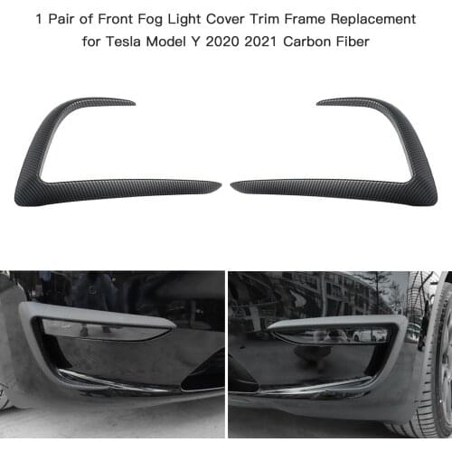 1 Pair of Front Fog Light Cover Eyebrow Cover Trim Frame Replacement for Tesla Model Y 2020 2021 Carbon Fiber
