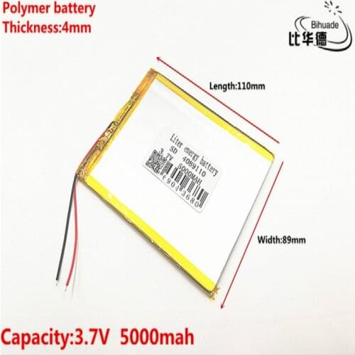 1pcs/lot 3.7V,5000mAH 4089110 (polymer lithium ion battery) Li-ion battery for tablet pc 7 inch 8 inch 9inch tablet PC MID