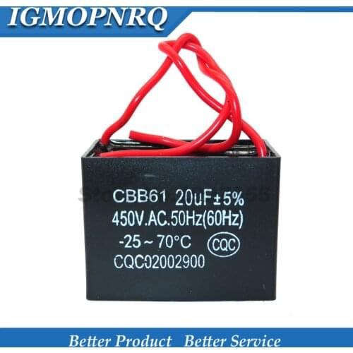 1pcs /lot CBB61 20uf starting capacitance AC Fan Capacitor 20uf 450V CBB Motor Run Capacitor