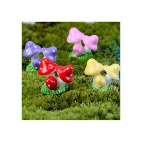 1 Pcs Cute Mini Resin Mushrooms Fairy Garden Ornament Miniature Bonsai Plants Pots Fairy DIY Doll House Or Terrarium Decoration