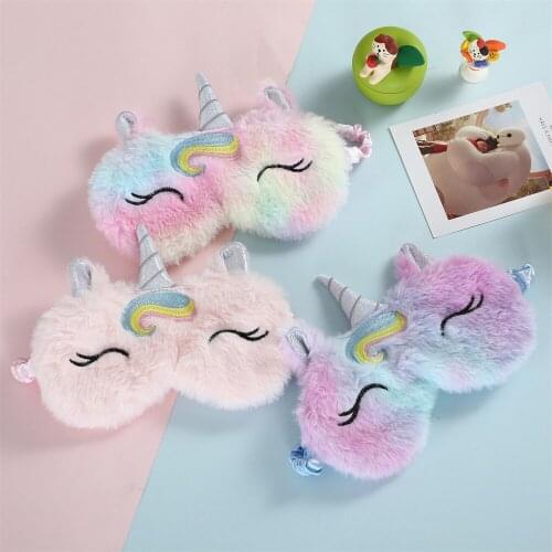 1pcs Unicorn Girl Plush Eye Mask Embroidery Squinting Eye Mask Creative Childrens Shading Eye Mask Student Lunch Break Eye Mask