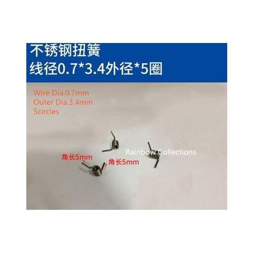 10Pcs 0.7*3.4*5mm*5circles 304stainless Steel Small Torsion Spring Hardware DIY