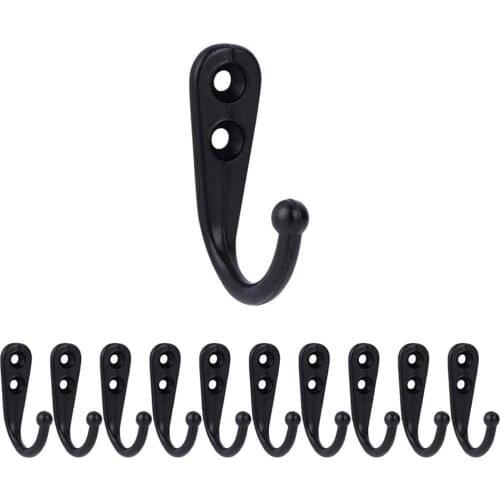 10Pcs Black Small Wall Door Hooks Hangers with screws for Kitchen Bathroom Towel Clothes Coat Hat Key Coat Bag Hook