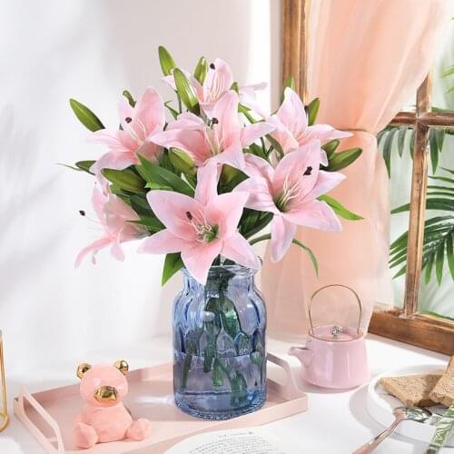 38/80CM 1Pc Lily Artificial Flowers High Quality Flower Branch Preserved Wedding Decoration Valentines Day Gift Home Decor