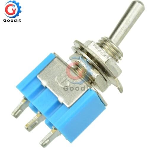 5pcs Blue Mini MTS-102 3-Pin SPDT ON-ON 6A 125VAC Miniature Toggle Switches VE067 Mini Miniature Toggle Switch