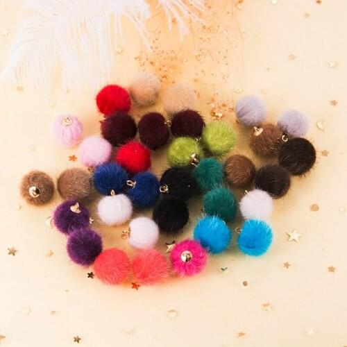 50Pcs Pompon Pendant Leopard Grain Ball Woman Earrings Necklace Jewelry Crafts Accessories Garment Sewing Furry Pompom Material