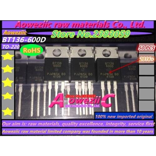 Aoweziic 2016+ 50 PCS 100% new imported original BT136 BT136-600D BT136-600E TO-220 triac three 600V 4A terminal