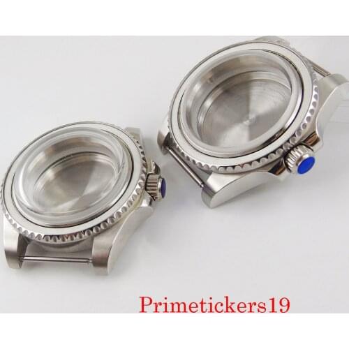 40mm arched glass men watch case fit NH35 miyota automatic movement solid case back rotating bezel
